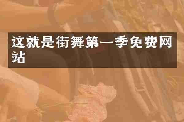 这就是街舞第一季免费网站