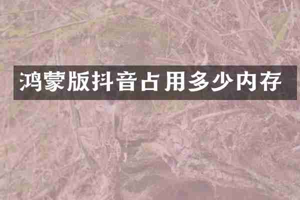 鸿蒙版抖音占用多少内存