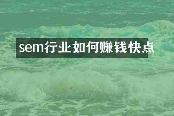 sem行业如何赚钱快点