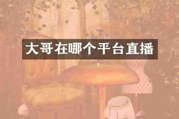 大哥在哪个平台直播