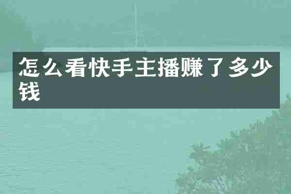 怎么看快手主播赚了多少钱