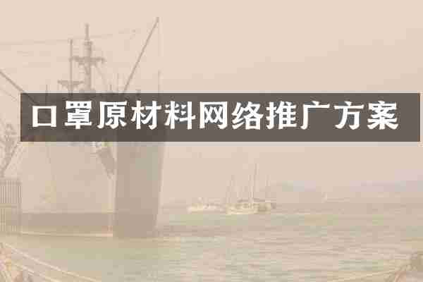 口罩原材料网络推广方案