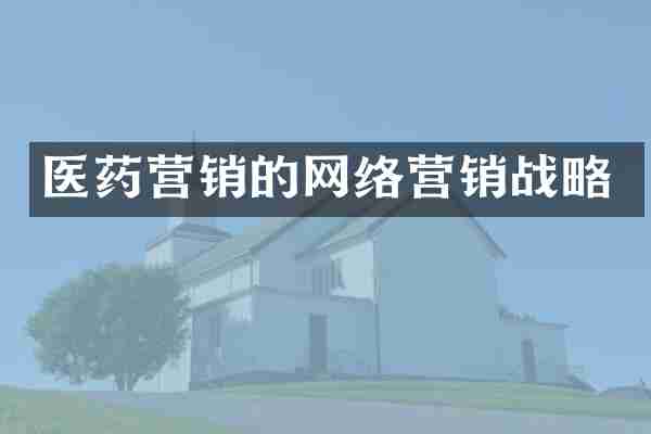 医药营销的网络营销战略