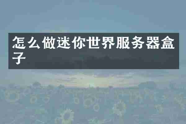 怎么做迷你世界服务器盒子