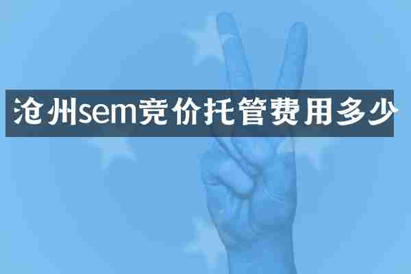 沧州sem竞价托管费用多少