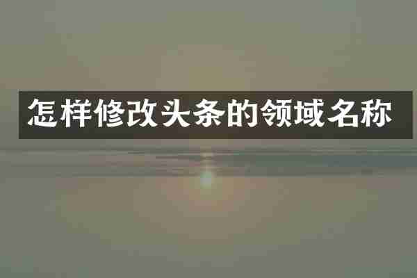 怎样修改头条的领域名称