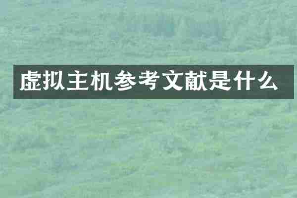 虚拟主机参考文献是什么