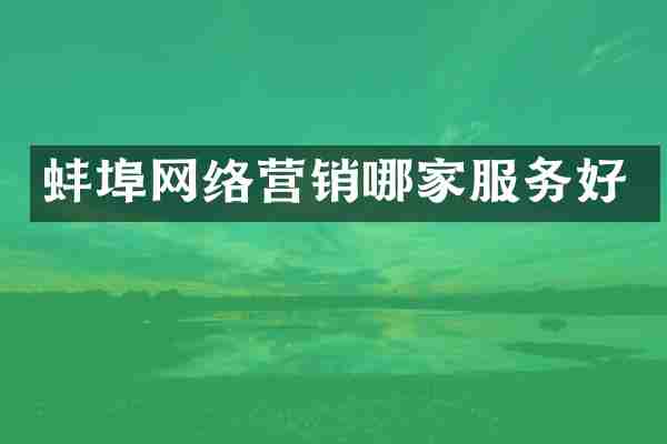 蚌埠网络营销哪家服务好