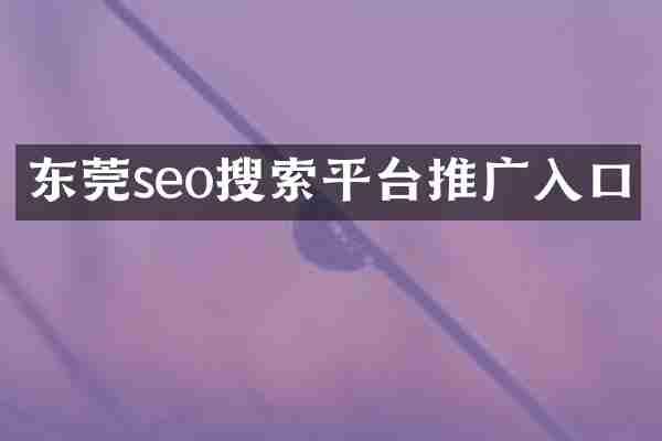 东莞seo搜索平台推广入口