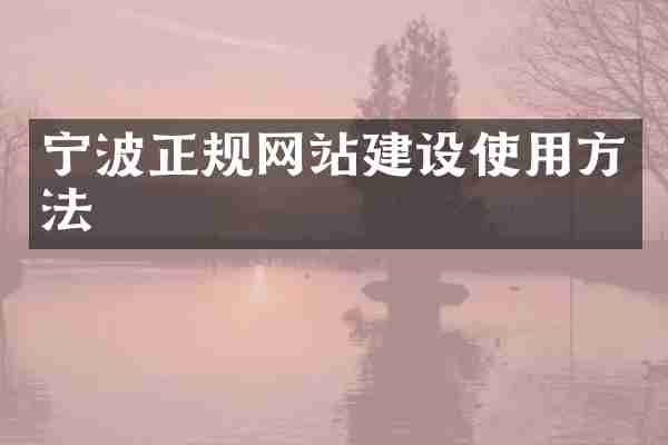 宁波正规网站建设使用方法