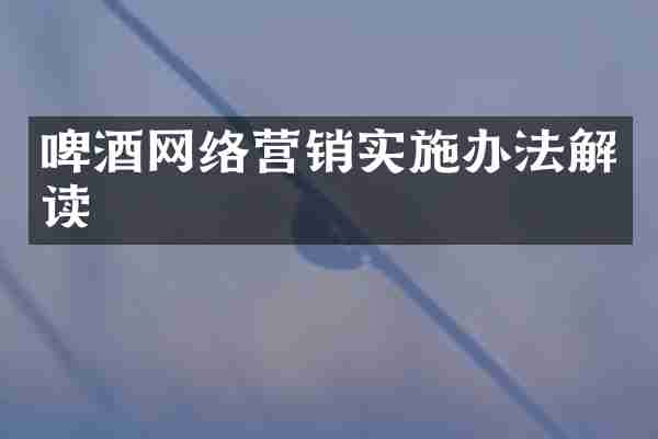 啤酒网络营销实施办法解读