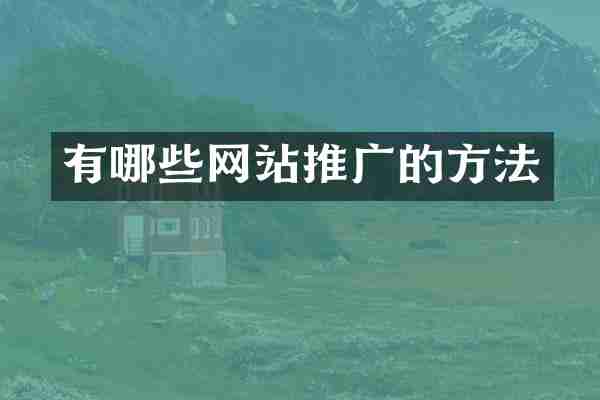 有哪些网站推广的方法