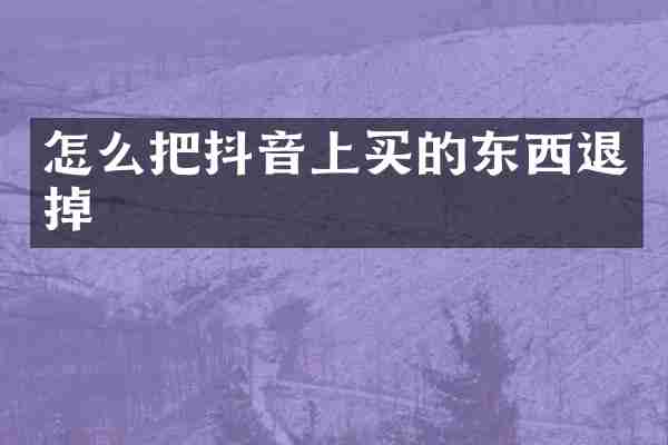 怎么把抖音上买的东西退掉