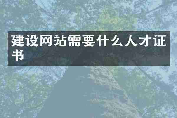 建设网站需要什么人才证书