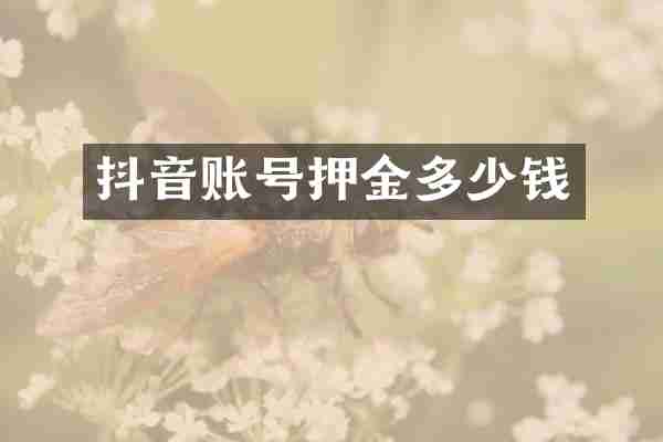 抖音账号押金多少钱