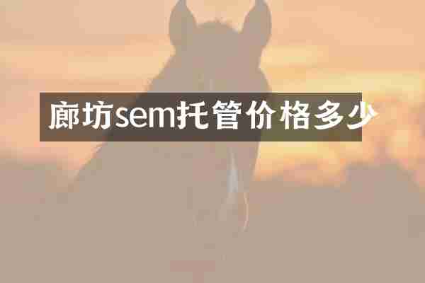 廊坊sem托管价格多少