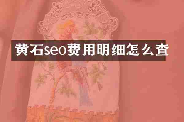 黄石seo费用明细怎么查