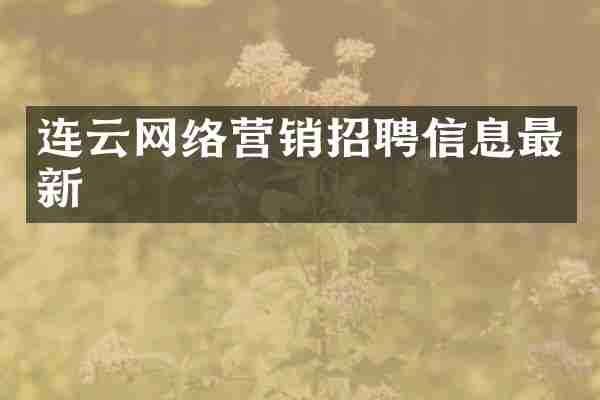 连云网络营销招聘信息最新