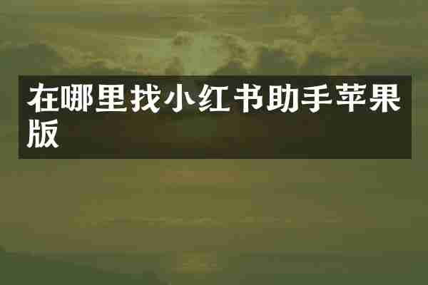 在哪里找小红书助手苹果版