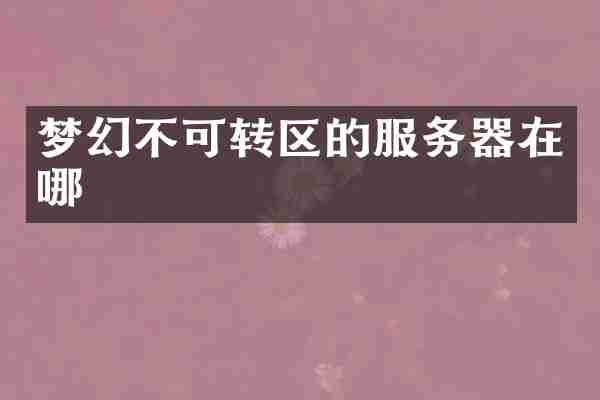 梦幻不可转区的服务器在哪