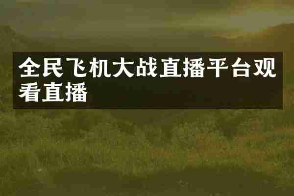全民飞机大战直播平台观看直播