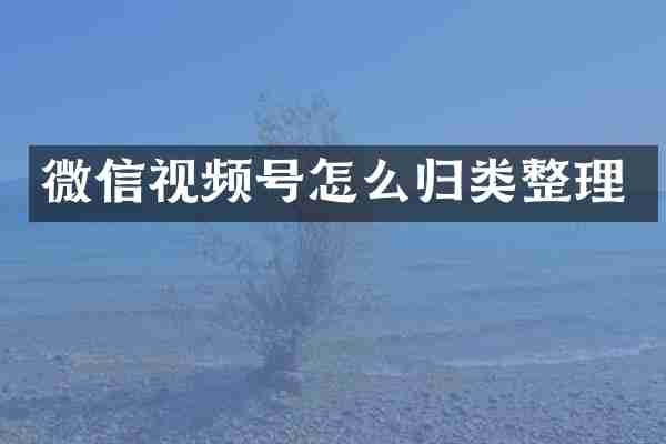 微信视频号怎么归类整理