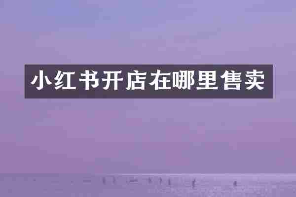 小红书开店在哪里售卖
