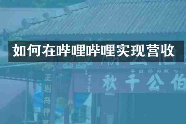 如何在哔哩哔哩实现营收