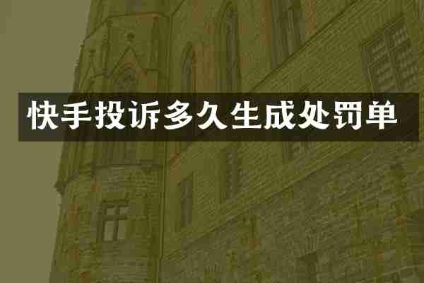 快手投诉多久生成处罚单