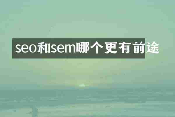 seo和sem哪个更有前途