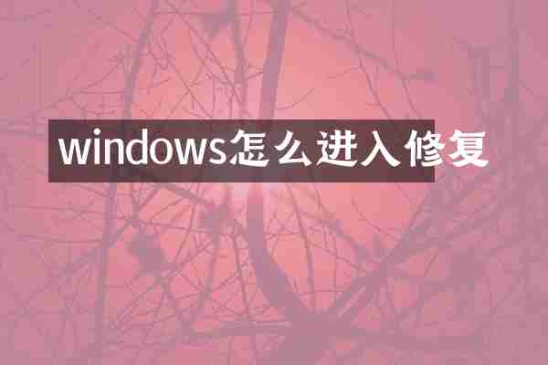 windows怎么进入修复