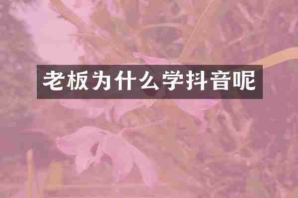 老板为什么学抖音呢