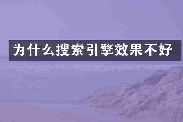 为什么搜索引擎效果不好