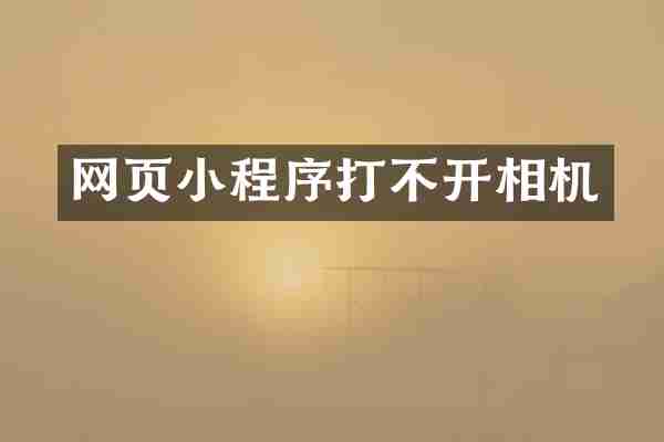 网页小程序打不开相机