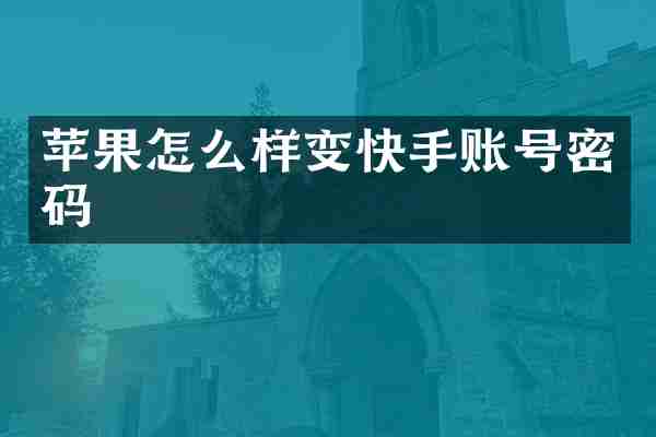 苹果怎么样变快手账号密码