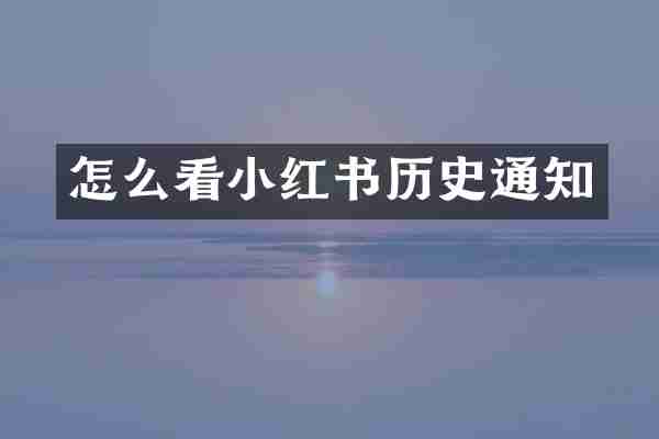 怎么看小红书历史通知