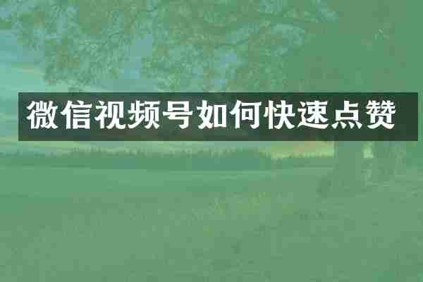 微信视频号如何快速点赞