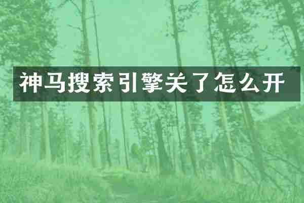 神马搜索引擎关了怎么开