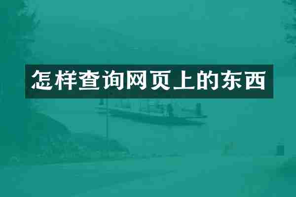 怎样查询网页上的东西