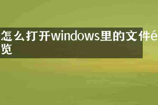 怎么打开windows里的文件预览