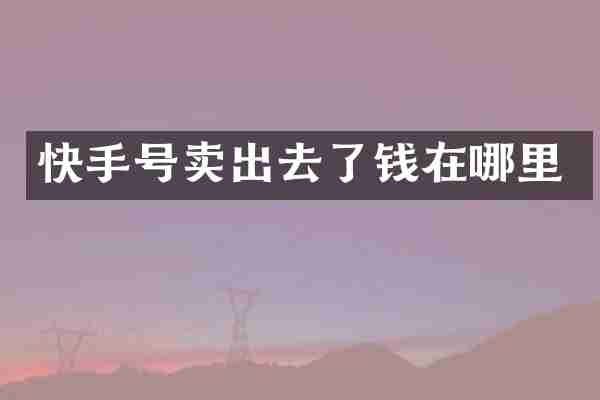 快手号卖出去了钱在哪里