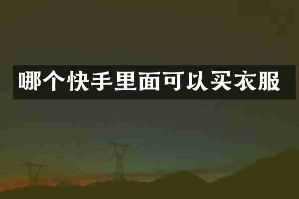 哪个快手里面可以买衣服