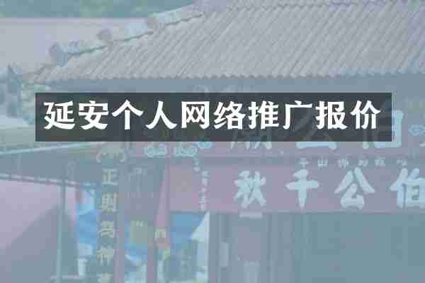 延安个人网络推广报价