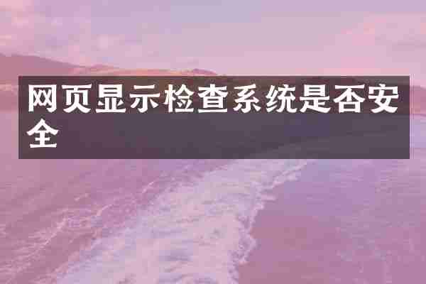 网页显示检查系统是否安全