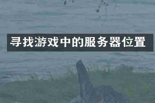 寻找游戏中的服务器位置