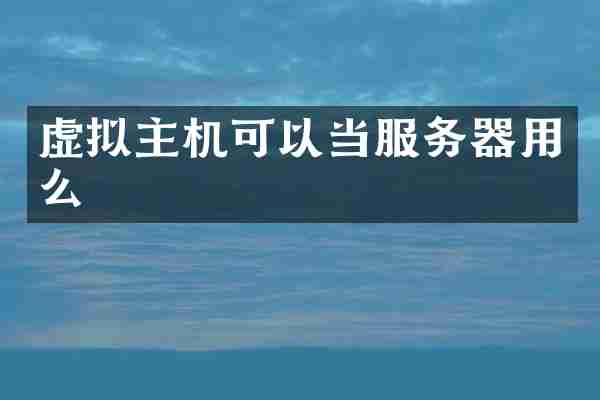 虚拟主机可以当服务器用么