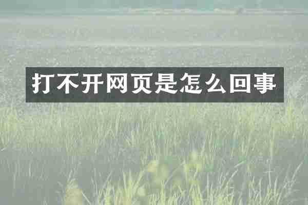 打不开网页是怎么回事