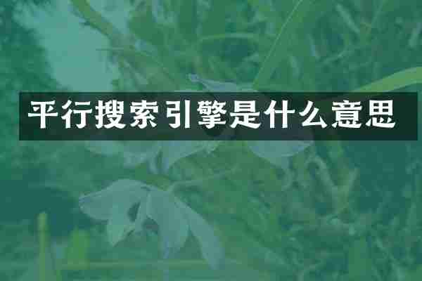 平行搜索引擎是什么意思