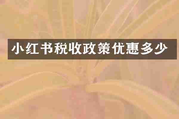 小红书税收政策优惠多少