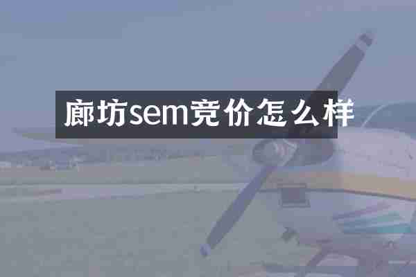廊坊sem竞价怎么样